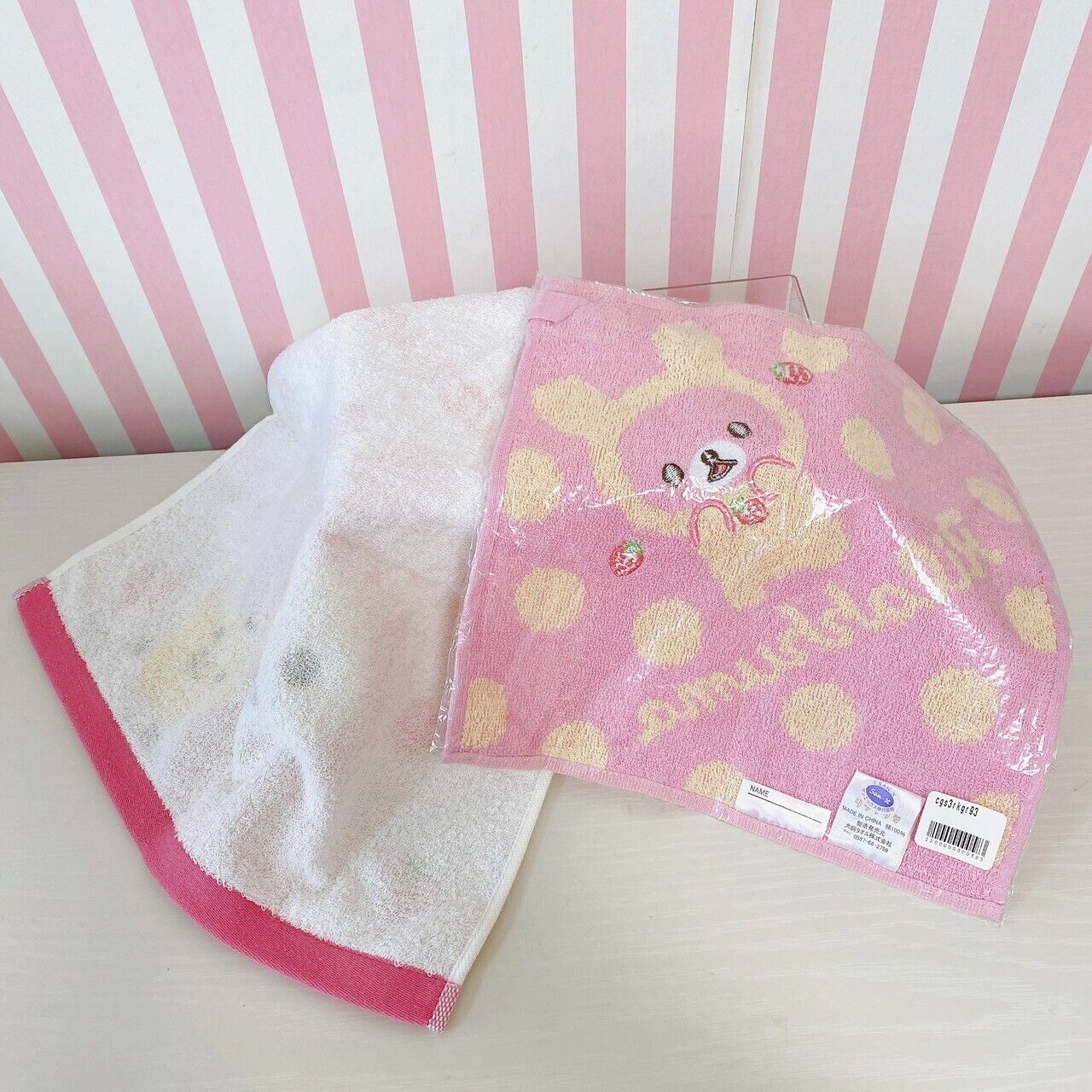 San-X Rilakkuma Korilakkuma Kiiroitori Hand Towel Set 2 Strawberry Pink Rabbit