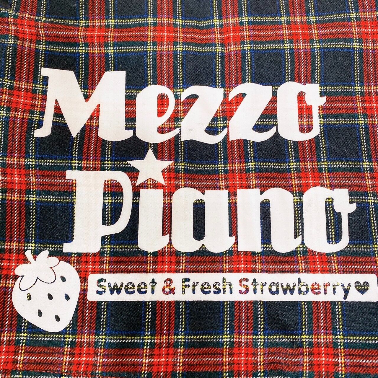 Mezzo Piano Wrap Skirt Black Red Plaid 160cm Strawberry Pleats Denim Heart Rare