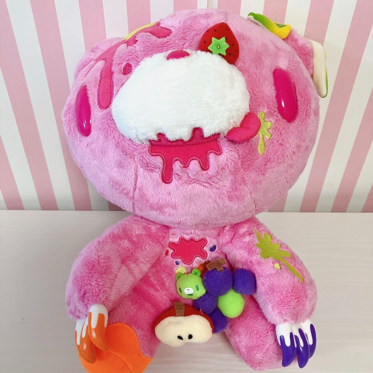 TaiTo Gloomy Bloody Bear Plush Juicy Fruits Doll Soft Stuffed Toy Pink Apple