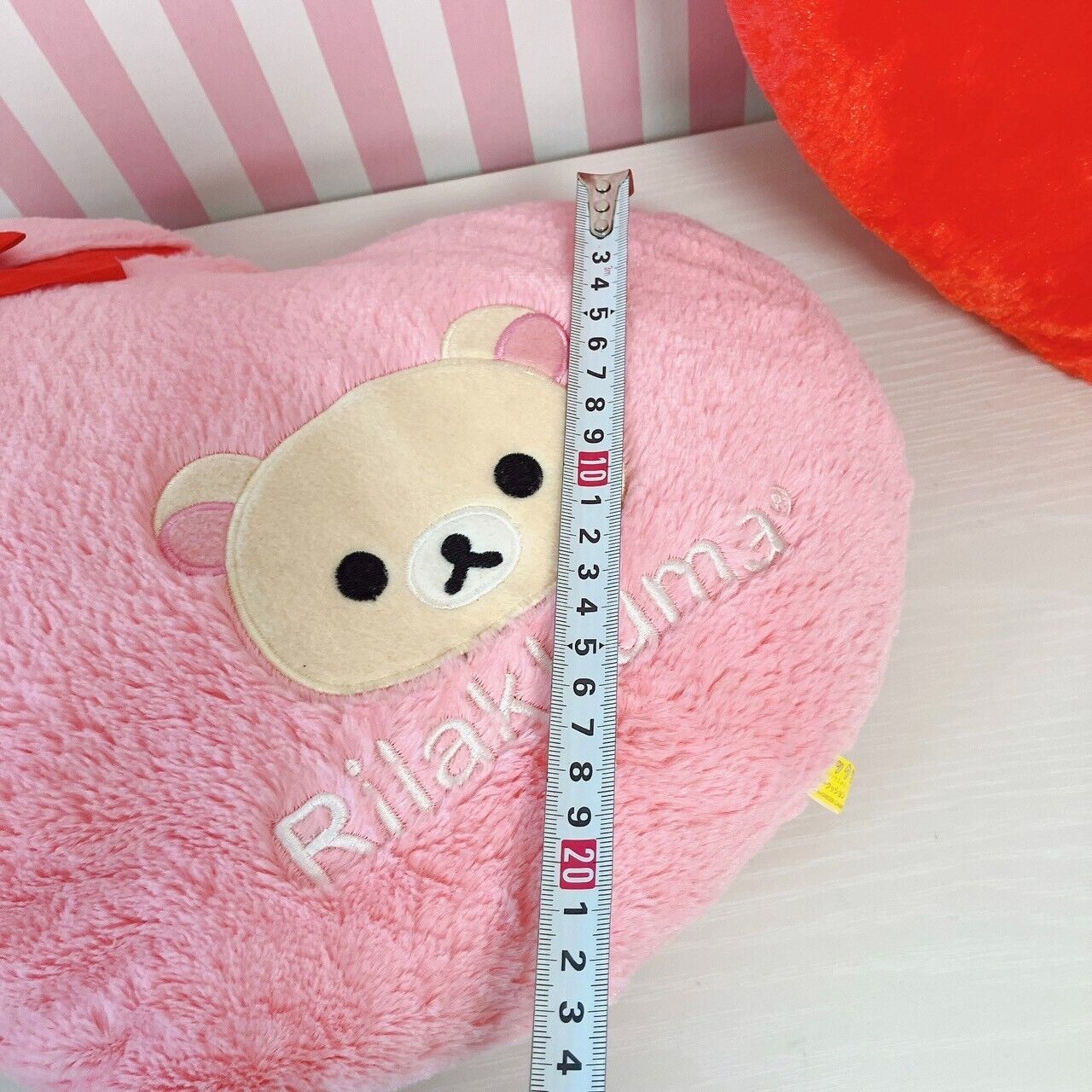 San-x Rilakkuma Korilakkuma Cushion Set 2 Heart Pink Red Bear Ribbon Present