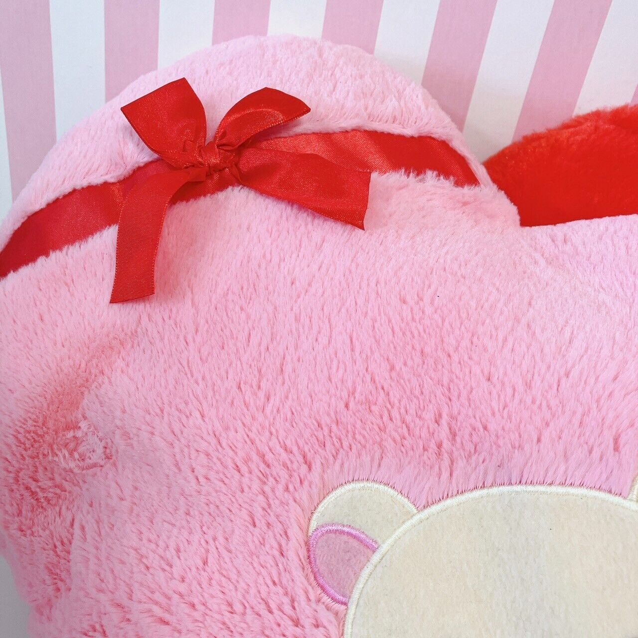 San-x Rilakkuma Korilakkuma Cushion Set 2 Heart Pink Red Bear Ribbon Present