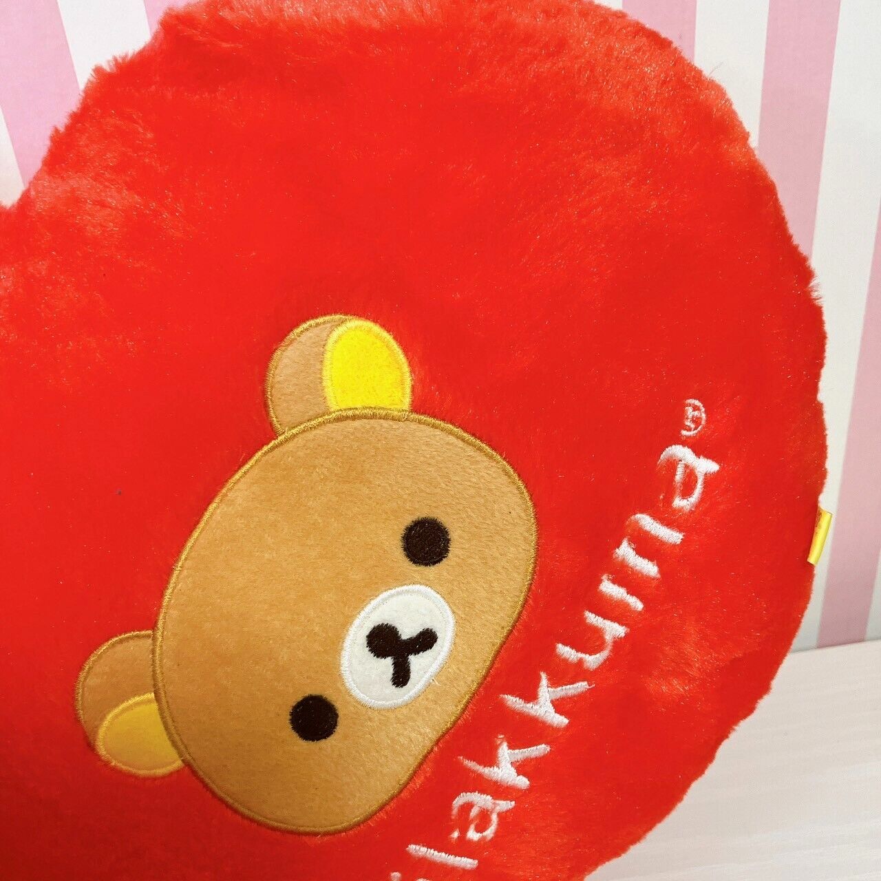 San-x Rilakkuma Korilakkuma Cushion Set 2 Heart Pink Red Bear Ribbon Present