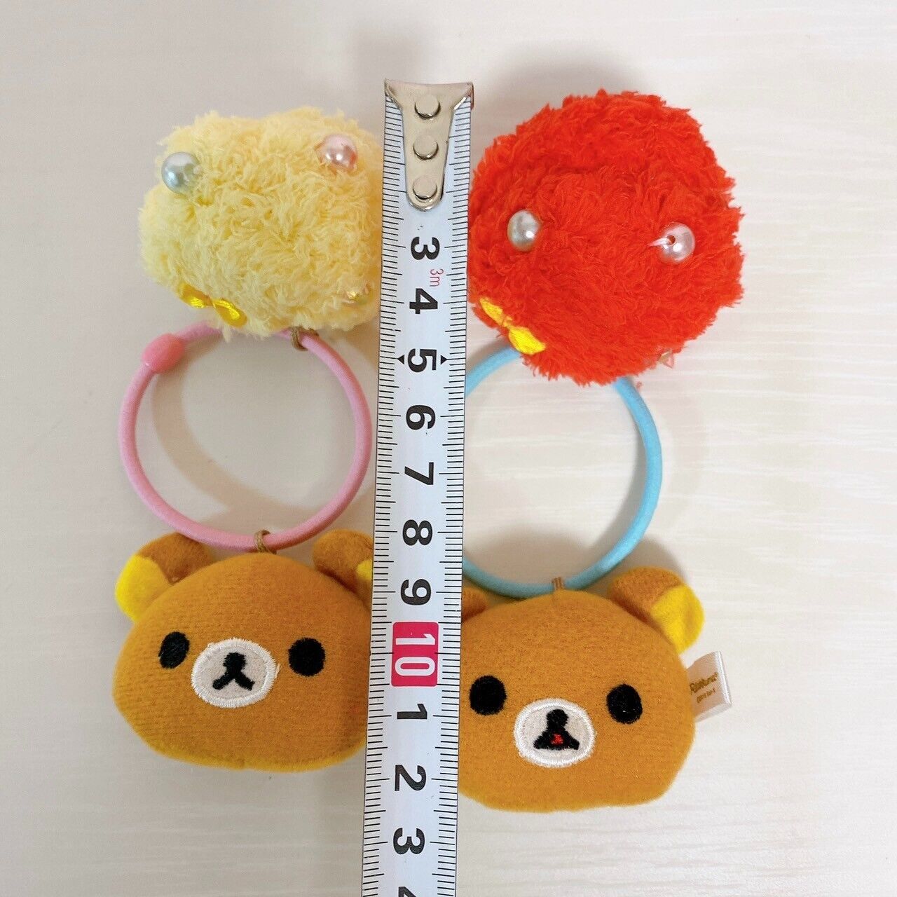 San-X Rilakkuma Hair Tie Accessory White Bear Blue Pink Set 2 Fluffy Kawaii Rare