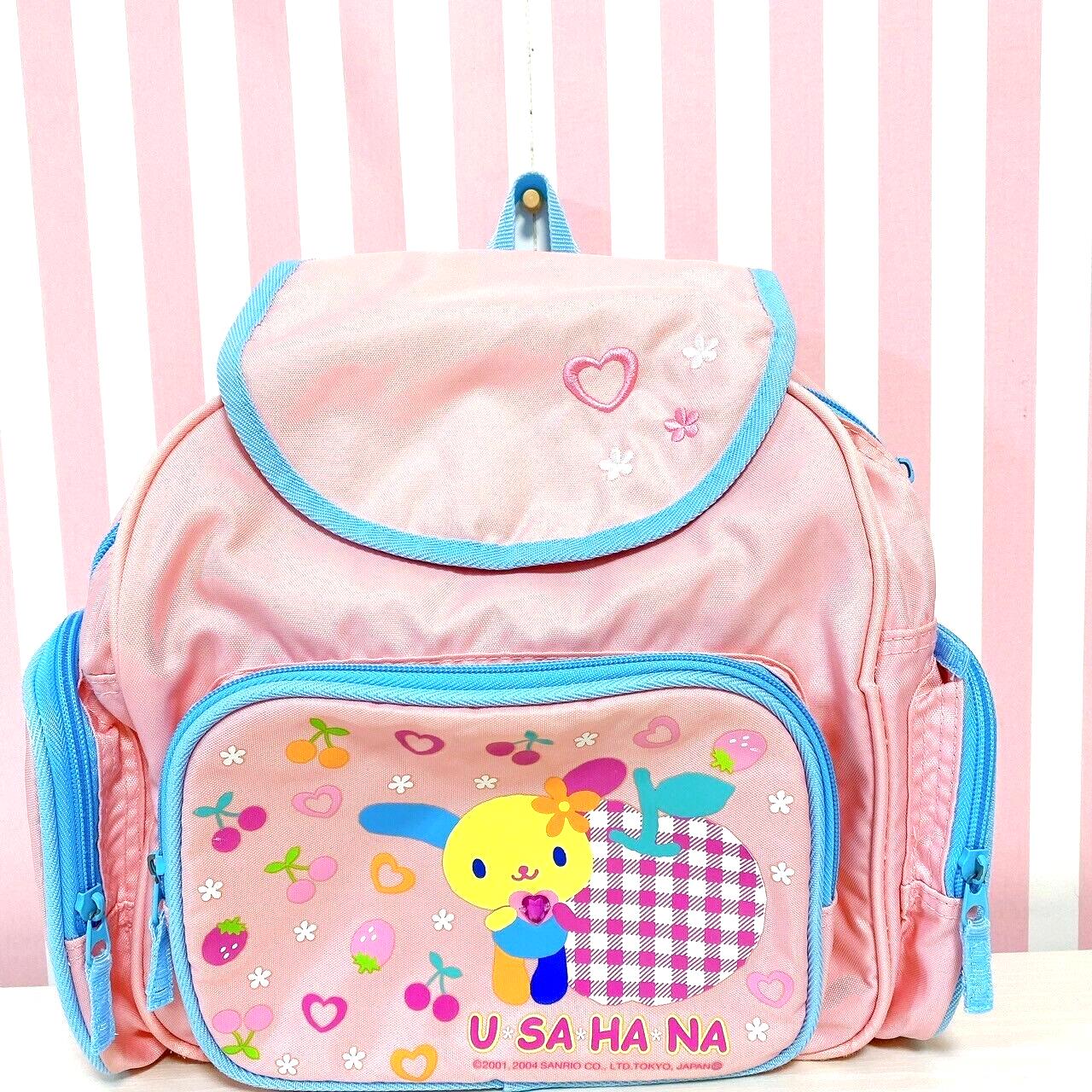 Sanrio Usahana Backpack Rucksack Bag School Heart Pink Apple Cherry Kawaii Rare