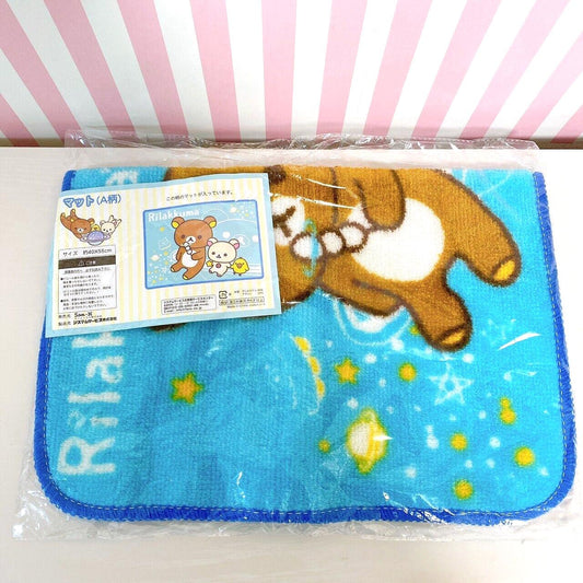 San-X Rilakkuma Korilakkuma Kiiroitori Rug Mat Blue Star Universe Space Fluffy