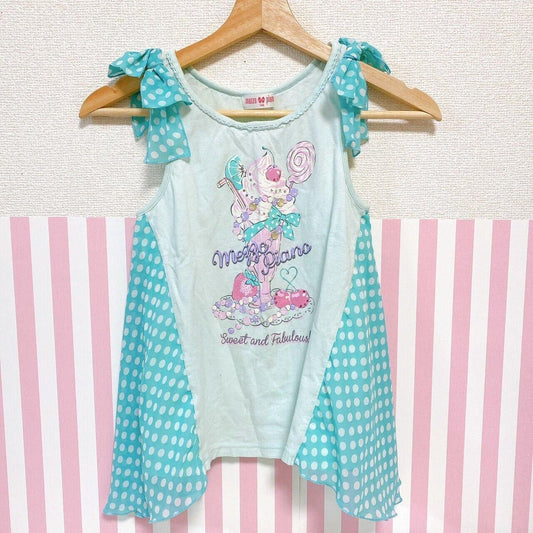 Mezzo Piano Kids Tank Top Tops 140cm No Sleeve Blue Dot Parfait Sweets Ribbon