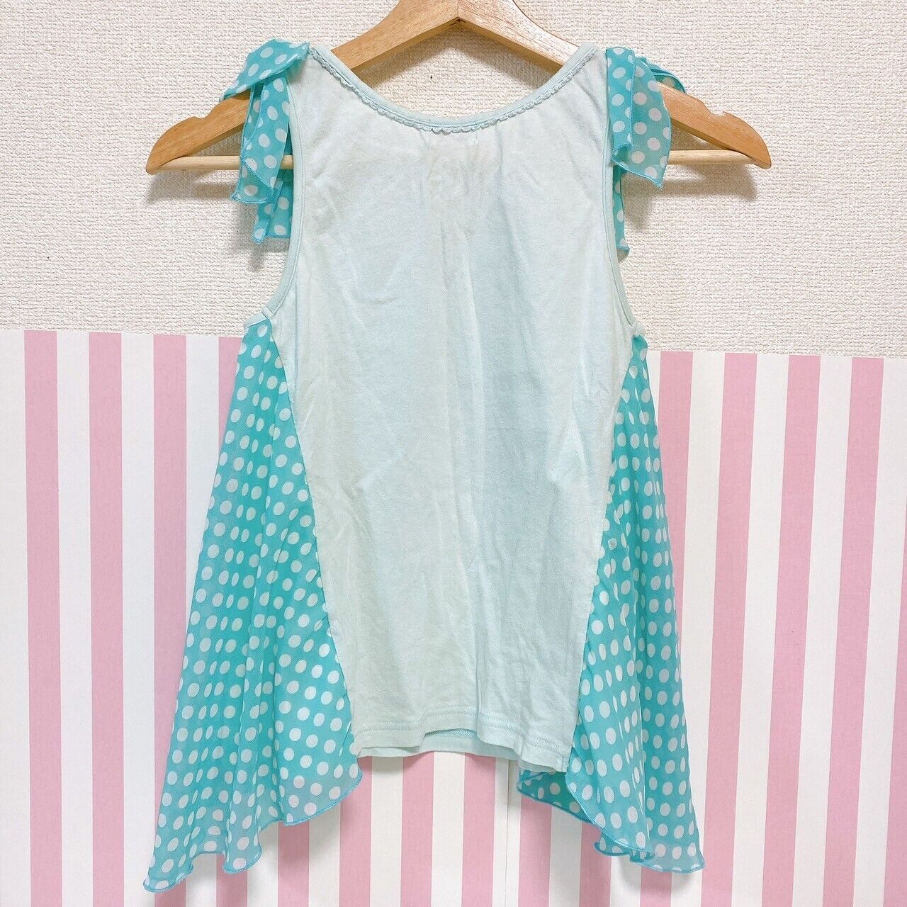 Mezzo Piano Kids Tank Top Tops 140cm No Sleeve Blue Dot Parfait Sweets Ribbon