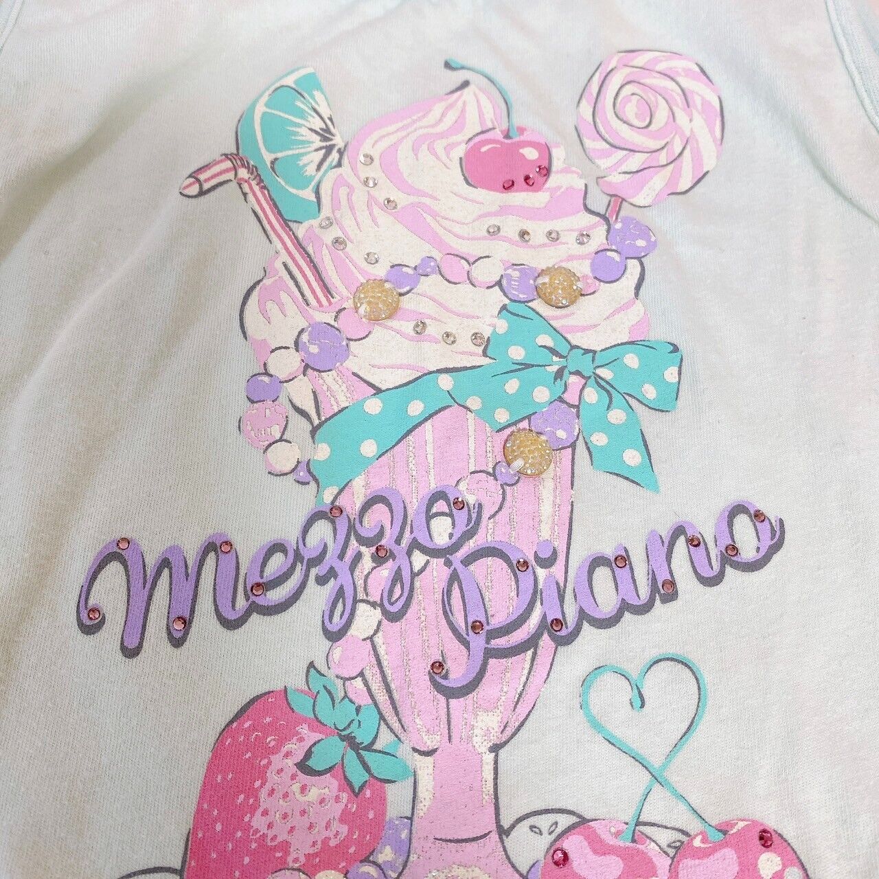 Mezzo Piano Kids Tank Top Tops 140cm No Sleeve Blue Dot Parfait Sweets Ribbon