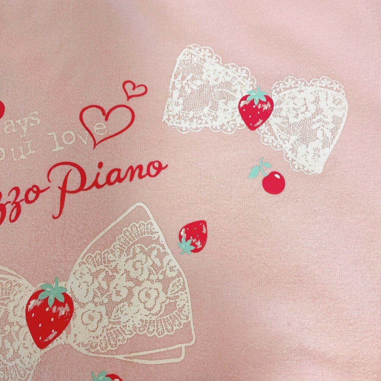 Mezzo Piano One Piece Dress 140cm Strawberry Frill Ribbon Short Sleeve Kawaii