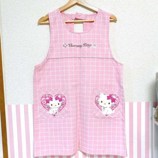 Sanrio Charmmy Charmy Kitty Apron Pink Plaid Heart Rose Flower Character Kawaii