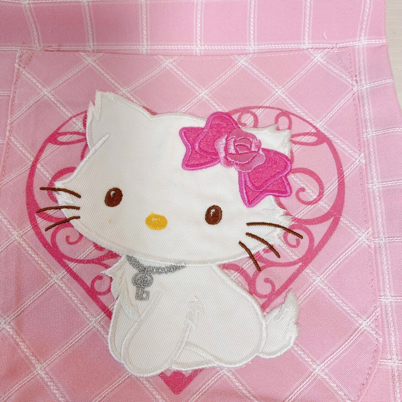 Sanrio Charmmy Charmy Kitty Apron Pink Plaid Heart Rose Flower Character Kawaii