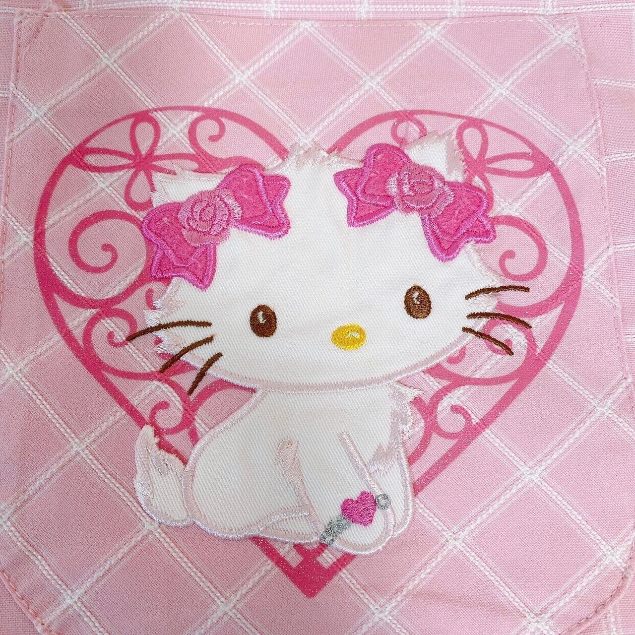 Sanrio Charmmy Charmy Kitty Apron Pink Plaid Heart Rose Flower Character Kawaii