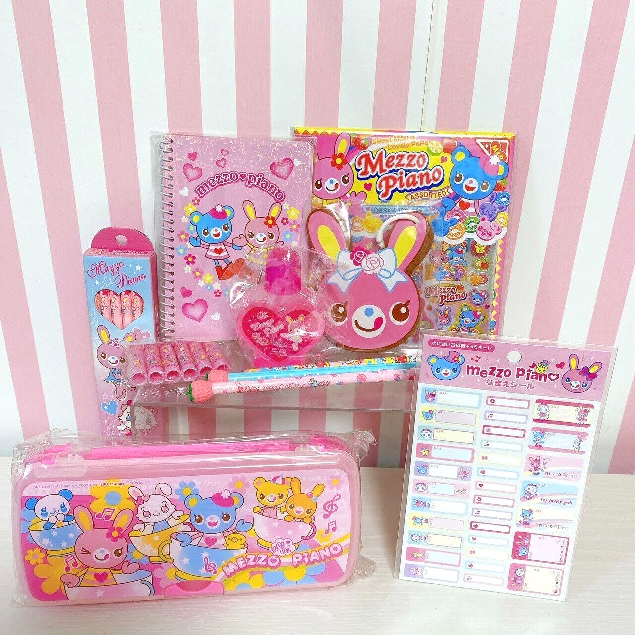 Mezzo Piano Stationery Set Mimi Popo Bear Rabbit Pink Blue Memo Pencil