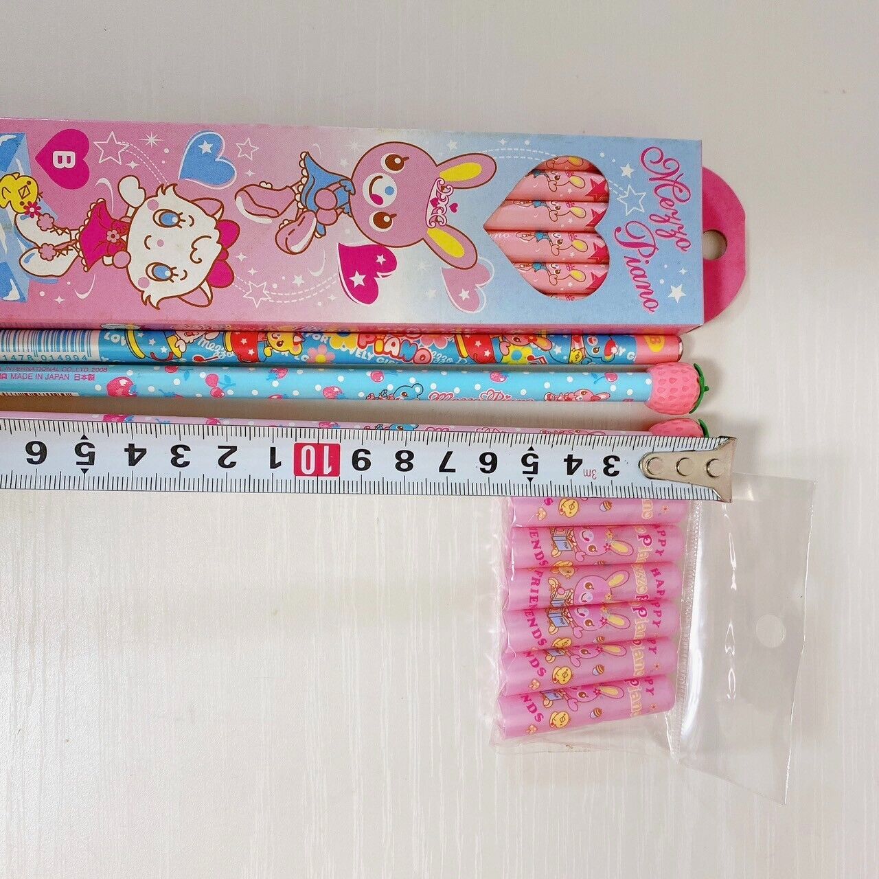 Mezzo Piano Stationery Set Mimi Popo Bear Rabbit Pink Blue Memo Pencil