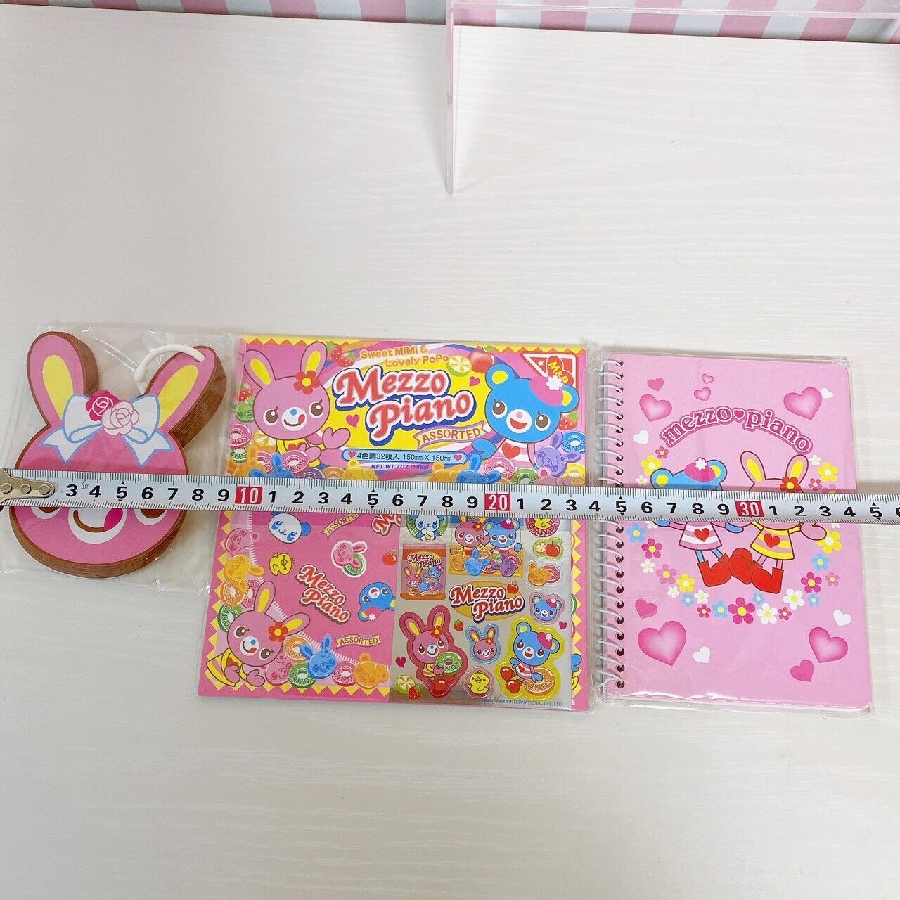 Mezzo Piano Stationery Set Mimi Popo Bear Rabbit Pink Blue Memo Pencil