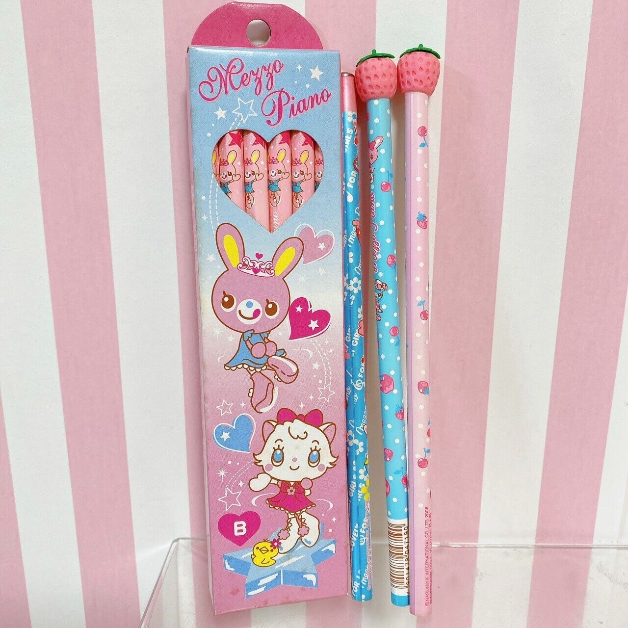 Mezzo Piano Stationery Set Mimi Popo Bear Rabbit Pink Blue Memo Pencil