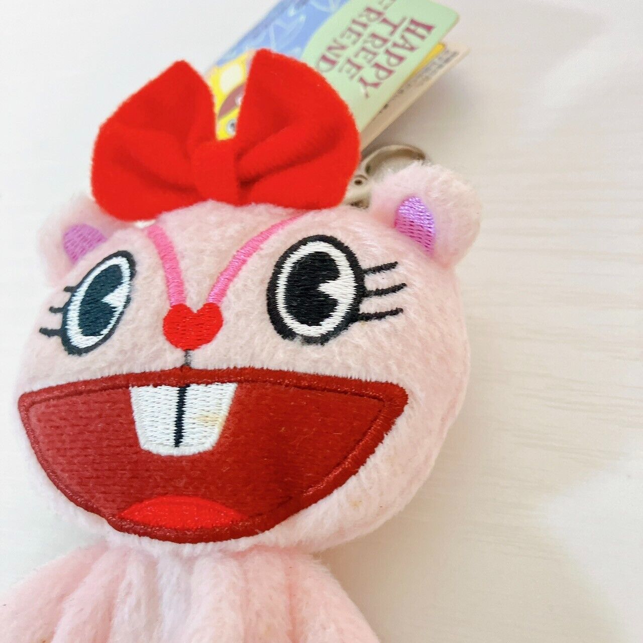 Happy Tree Friends HTF Giggles Key Cover Pink Ribbon Plush Soft Stuffed Toy Rare