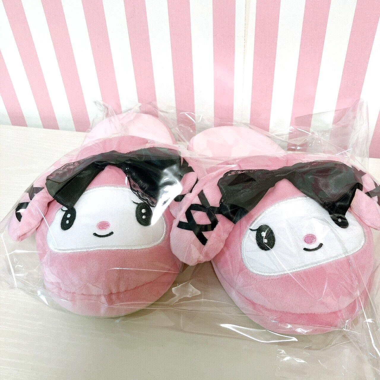 Sanrio My Melody Avail Collaboration Room Shoes Slippers Pink Ribbon Black Rare