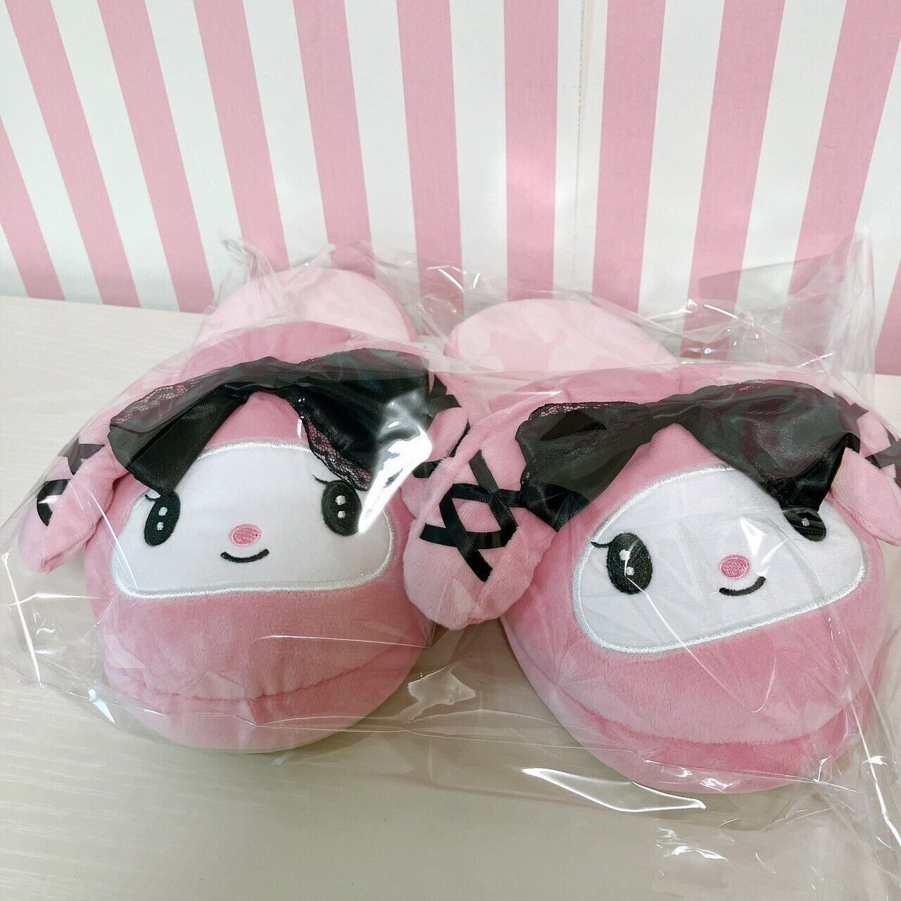 Sanrio My Melody Avail Collaboration Room Shoes Slippers Pink Ribbon Black Rare