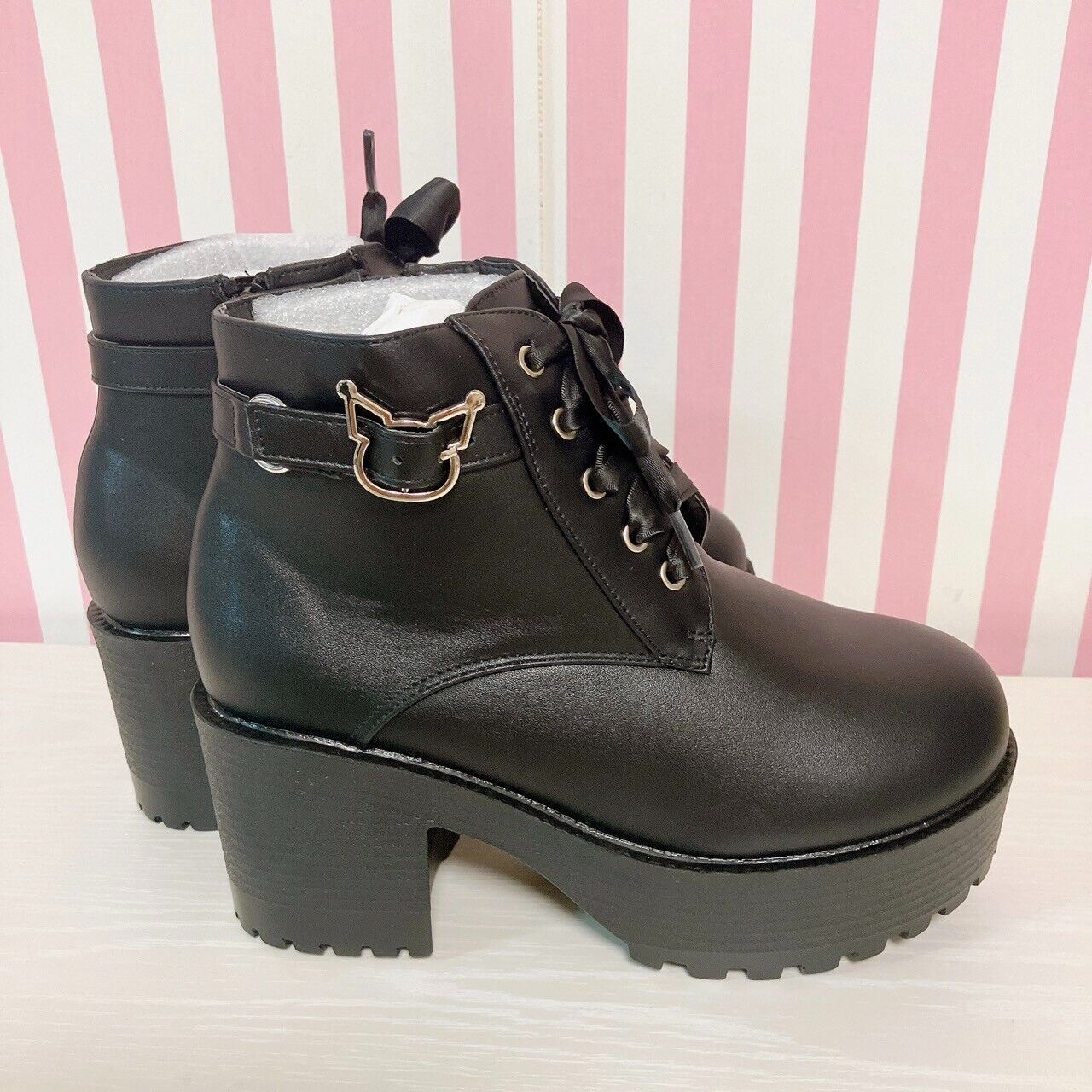 Sanrio Kuromi Avail Collaboration Black Short Boots Rabbit Skull Ribbon L Kawaii