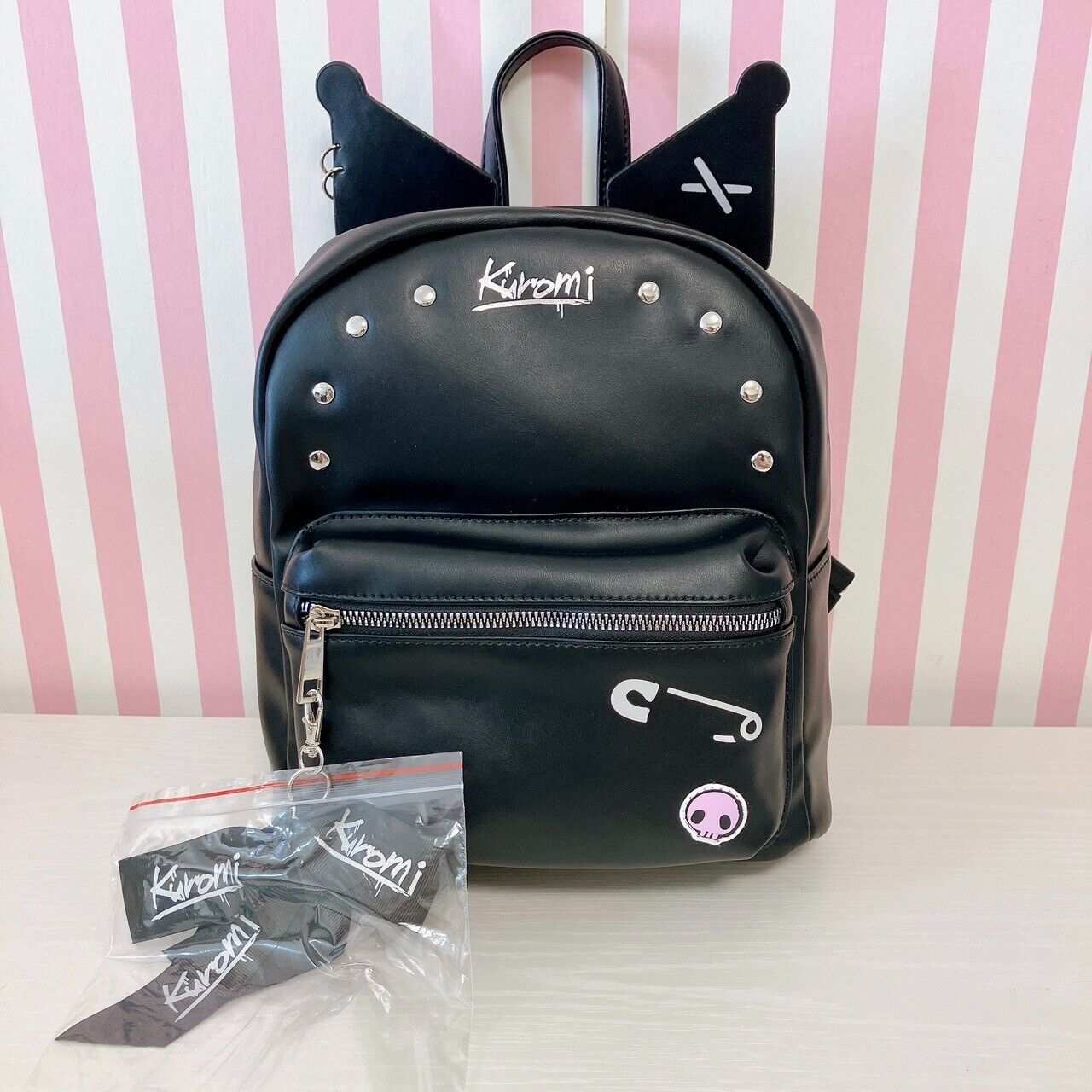 Sanrio Kuromi Backpack Rucksack School Bag Skull Black Ribbon Kawaii Character