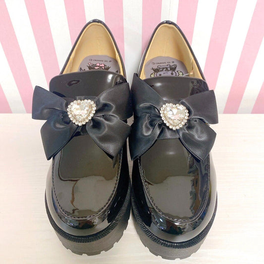 Sanrio Lloromannic Avail Collaboration Black Mannish Shoes Devil Ribbon Heart L