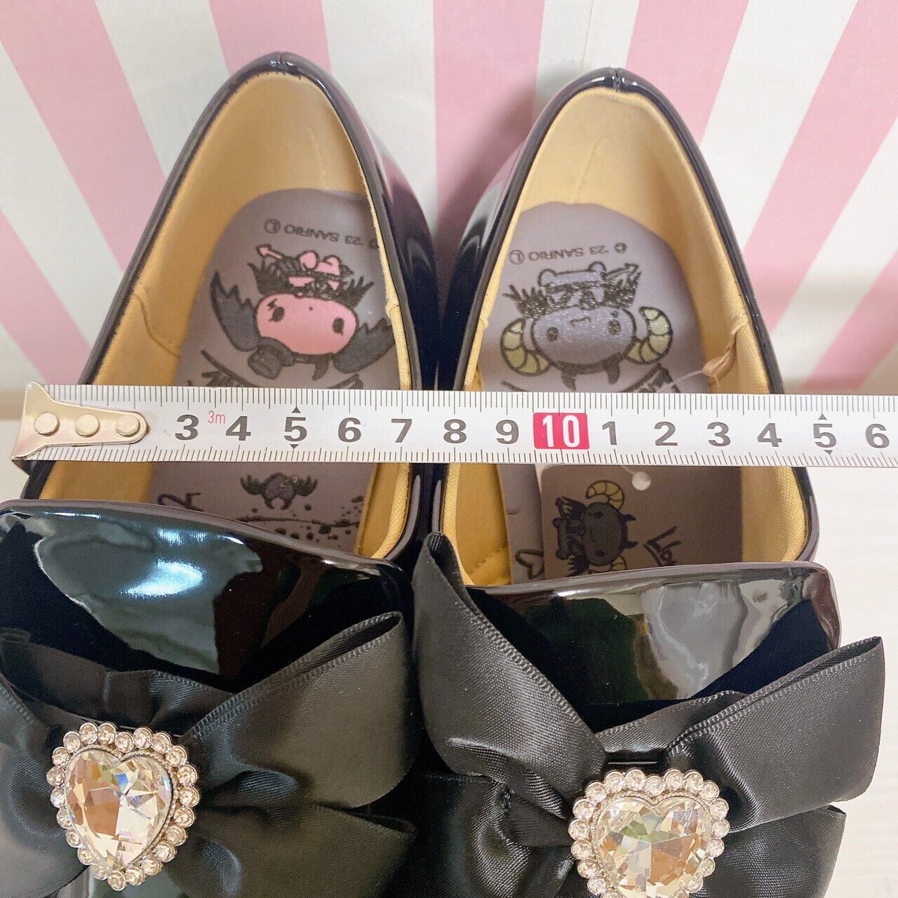 Sanrio Lloromannic Avail Collaboration Black Mannish Shoes Devil Ribbon Heart L