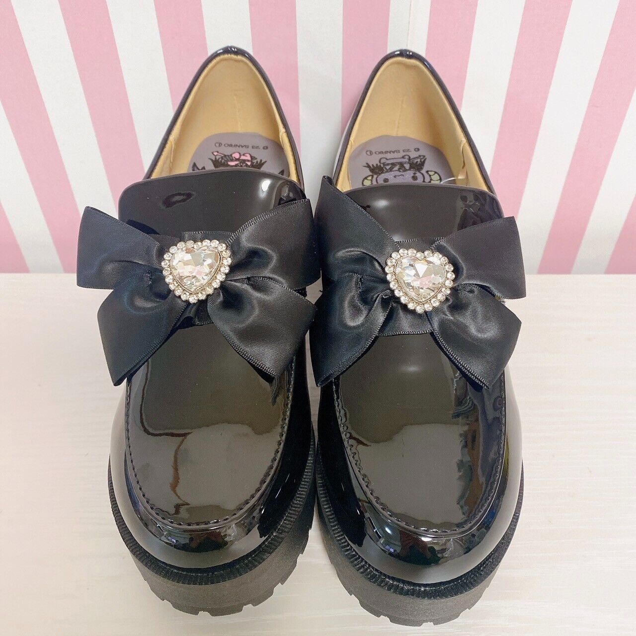 Sanrio Lloromannic Avail Collaboration Black Mannish Shoes Devil Ribbon Heart L