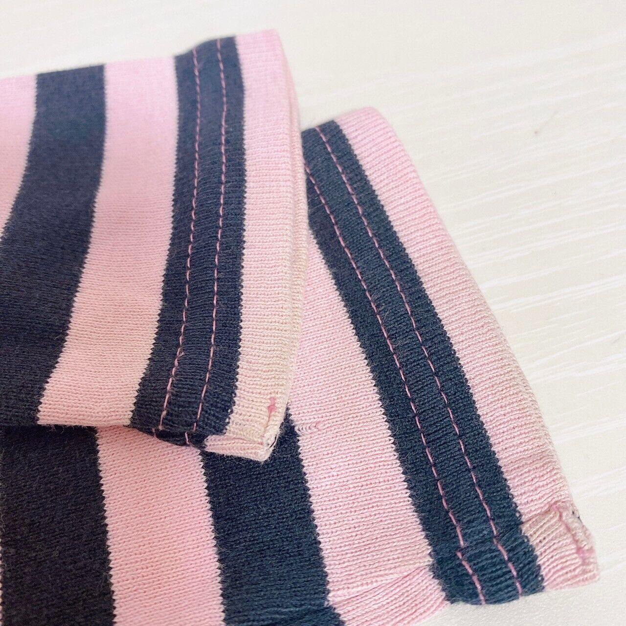 Mezzo Piano Long Sleeve T-Shirt Tops 120cm Pink Black Stripe Strawberry Ribbon