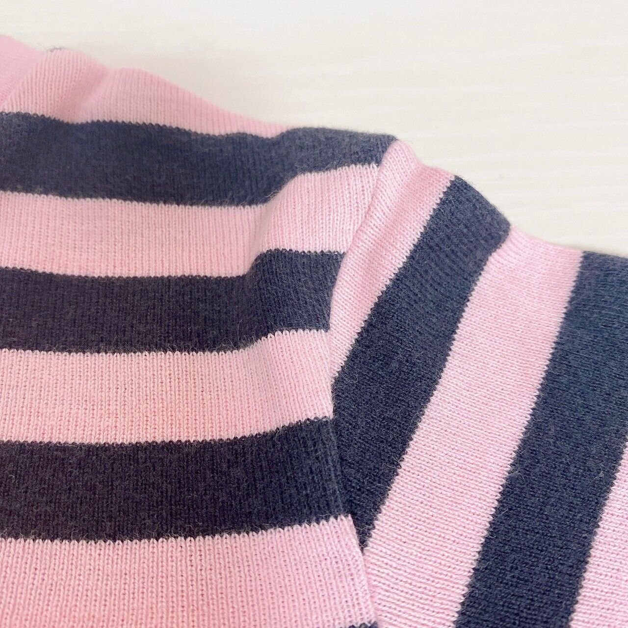 Mezzo Piano Long Sleeve T-Shirt Tops 120cm Pink Black Stripe Strawberry Ribbon