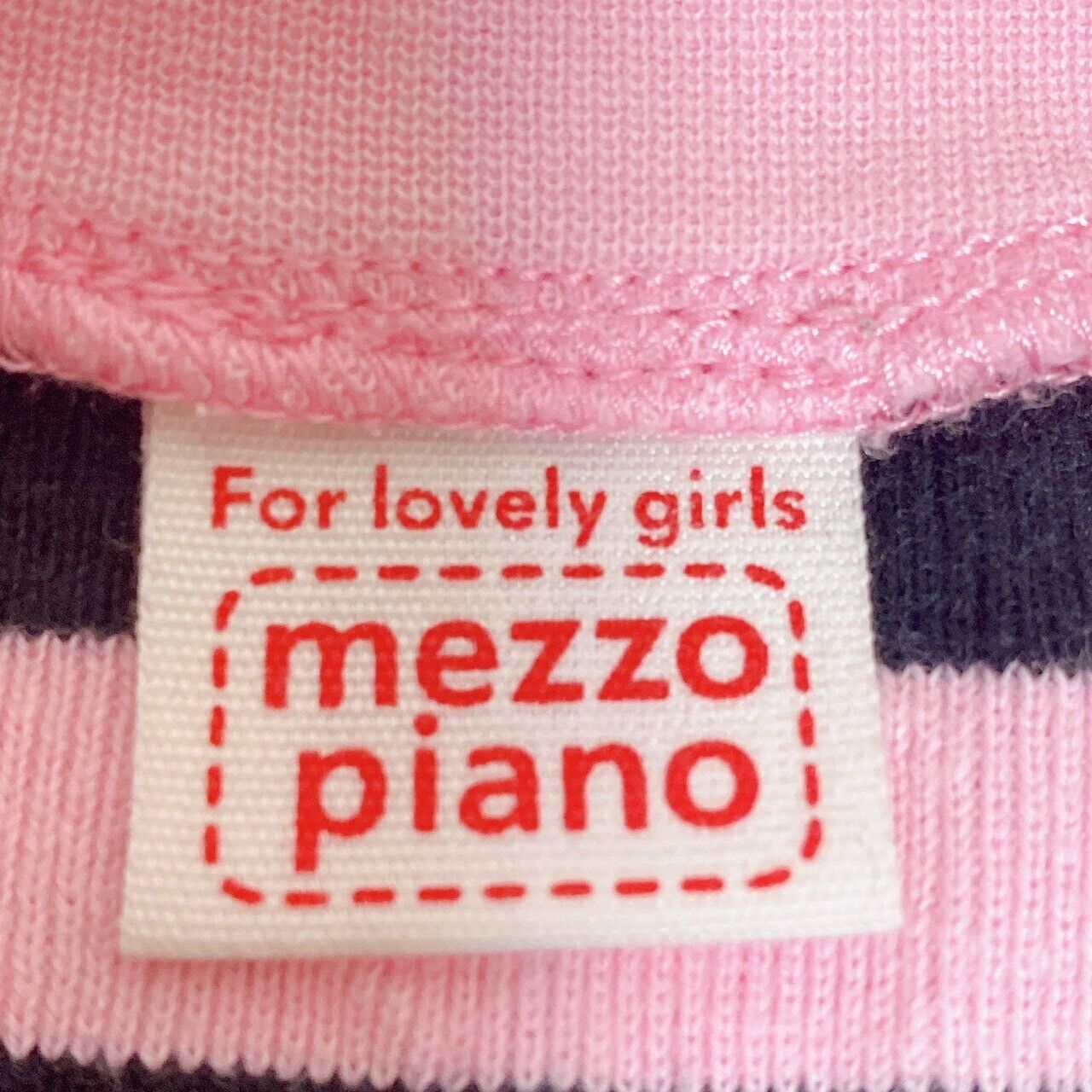 Mezzo Piano Long Sleeve T-Shirt Tops 120cm Pink Black Stripe Strawberry Ribbon