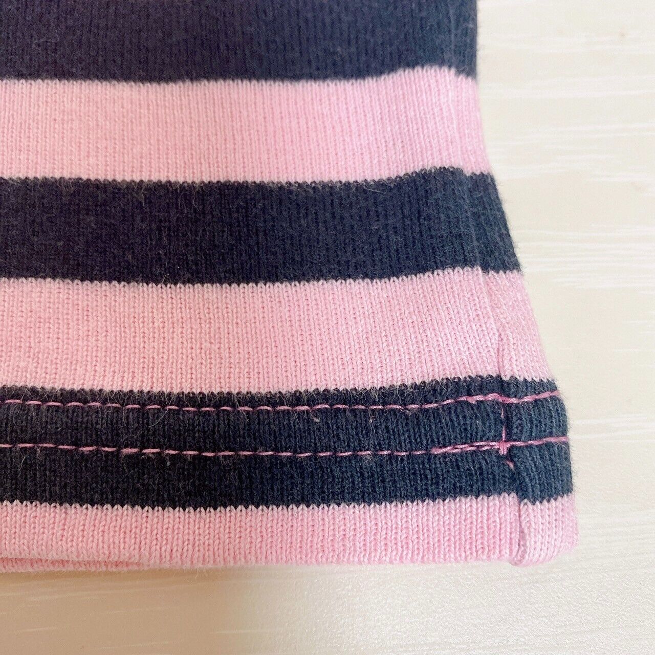 Mezzo Piano Long Sleeve T-Shirt Tops 120cm Pink Black Stripe Strawberry Ribbon