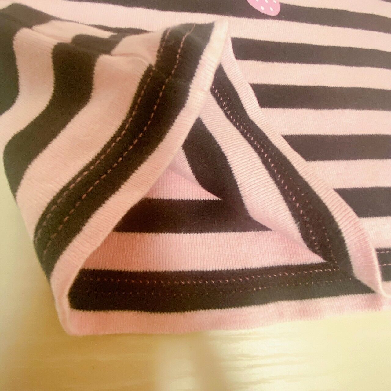 Mezzo Piano Long Sleeve T-Shirt Tops 120cm Pink Black Stripe Strawberry Ribbon