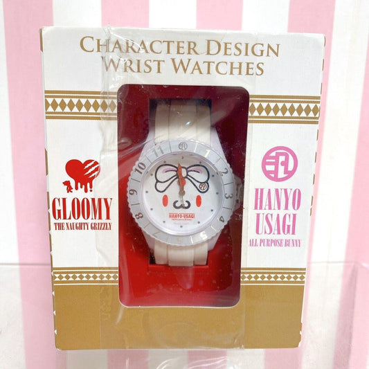 Taito Hanyou Usagi All Purpose Rabbit Watch White Rubber Gloomy Face Ribbon Rare