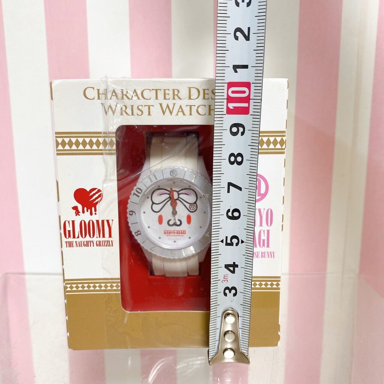 Taito Hanyou Usagi All Purpose Rabbit Watch White Rubber Gloomy Face Ribbon Rare