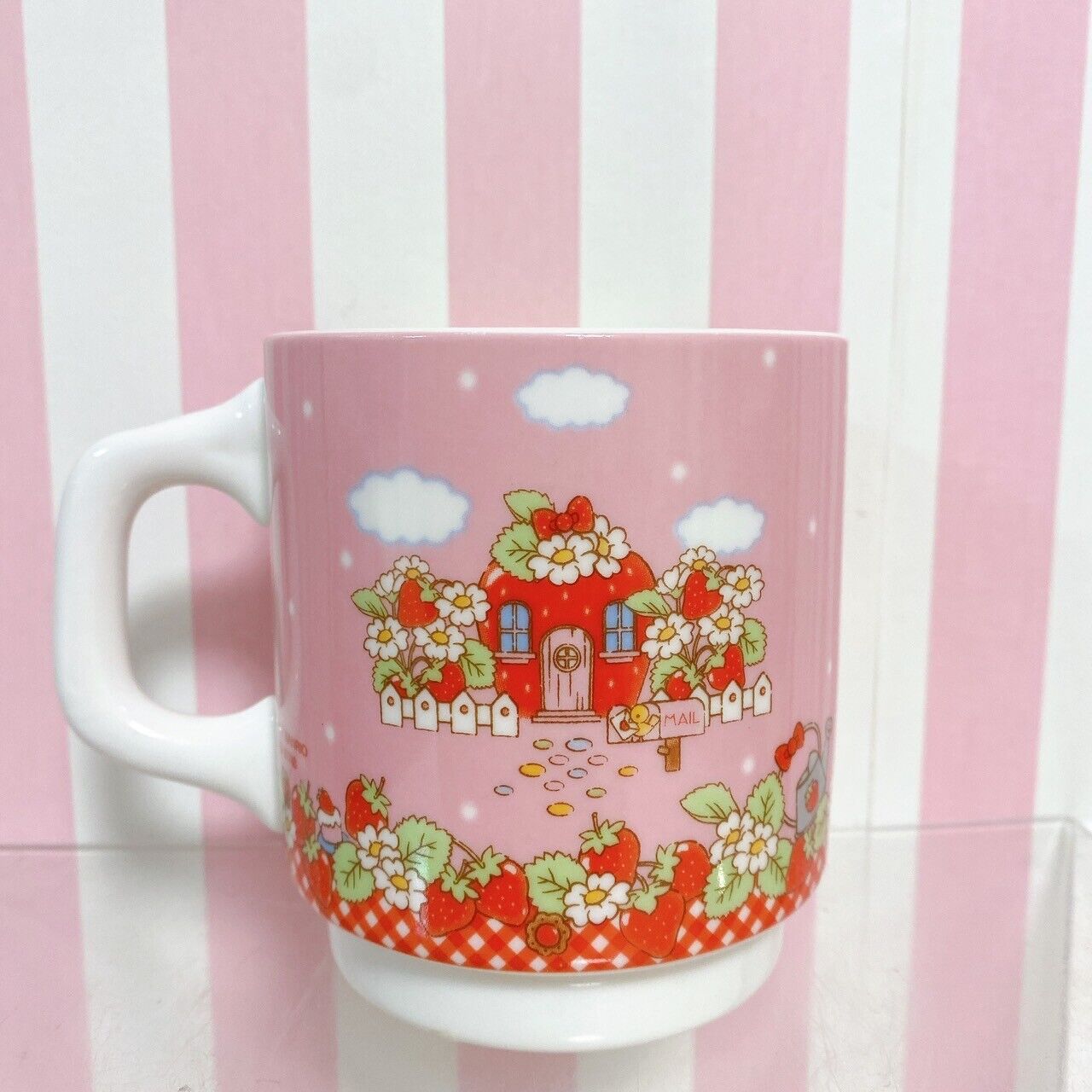 Sanrio Hello Kitty Strawberry Shortcake Collaboration Mug Cup Pink Kawaii Rare