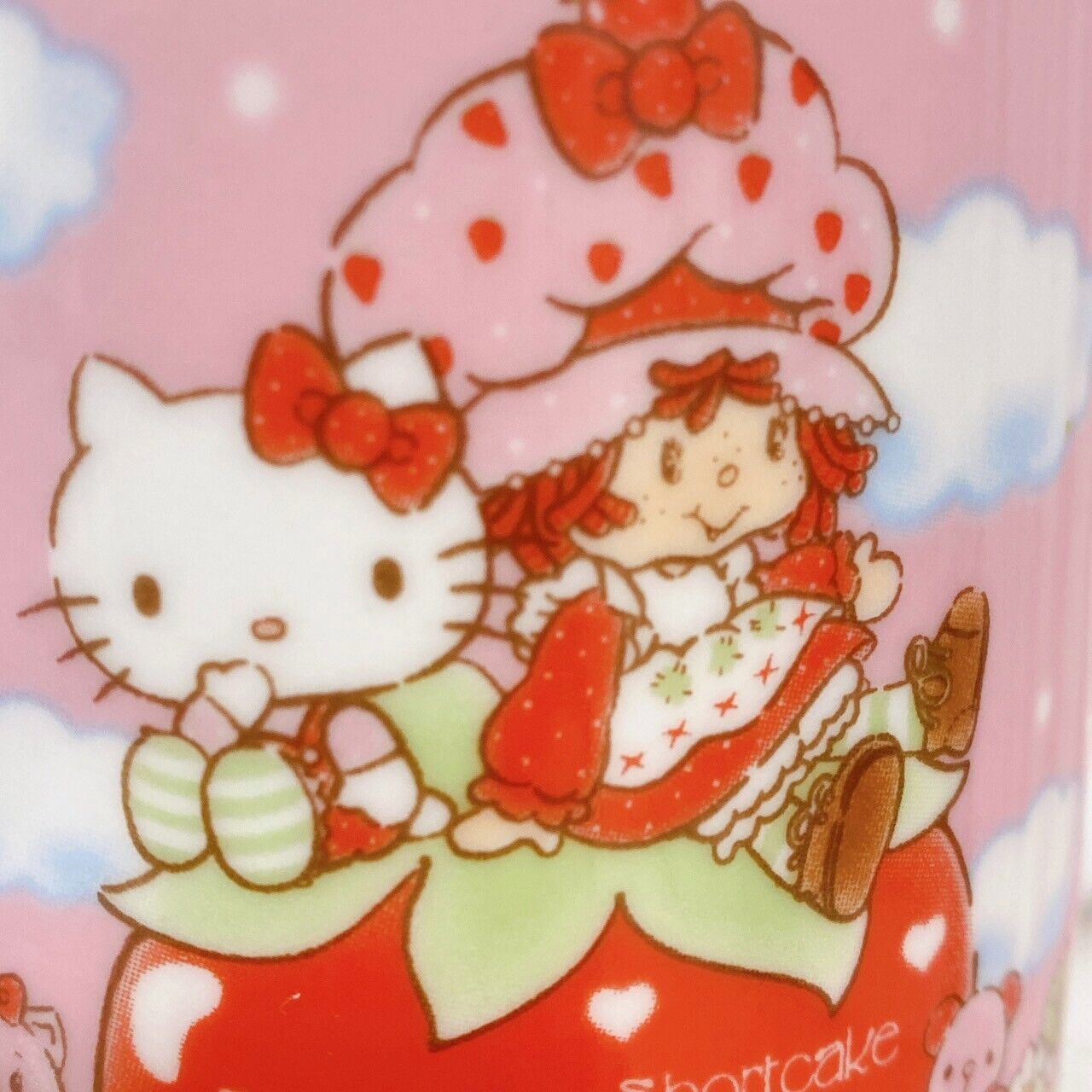 Sanrio Hello Kitty Strawberry Shortcake Collaboration Mug Cup Pink Kawaii Rare