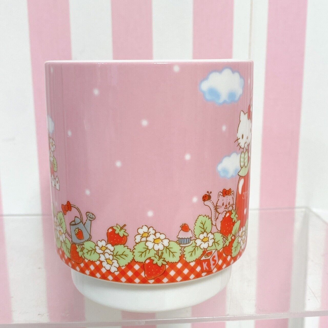 Sanrio Hello Kitty Strawberry Shortcake Collaboration Mug Cup Pink Kawaii Rare