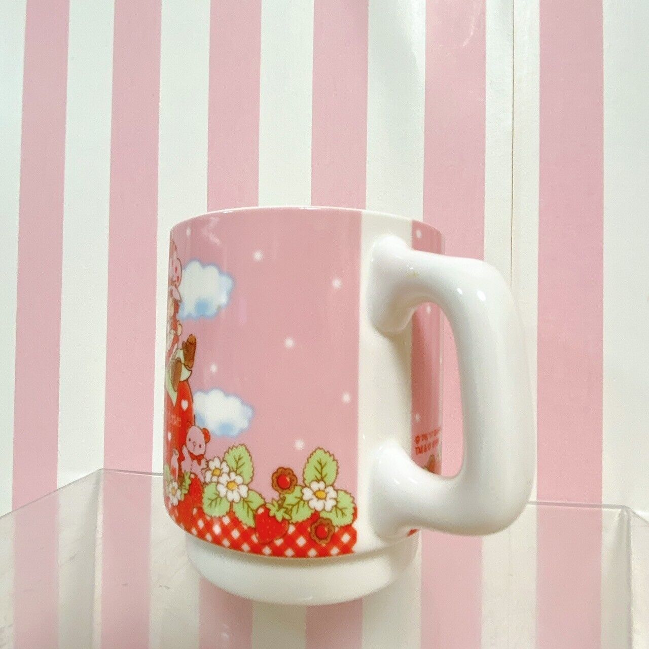 Sanrio Hello Kitty Strawberry Shortcake Collaboration Mug Cup Pink Kawaii Rare