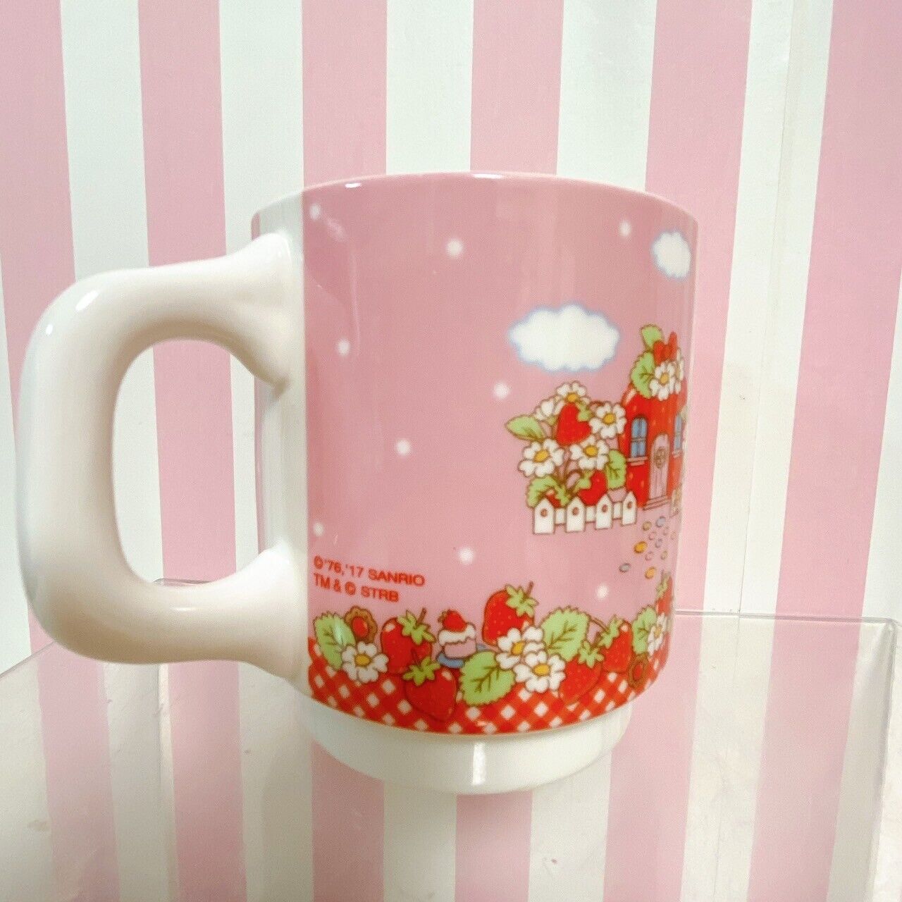 Sanrio Hello Kitty Strawberry Shortcake Collaboration Mug Cup Pink Kawaii Rare