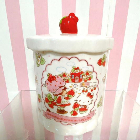 Sanrio Hello Kitty Strawberry Shortcake Pottery Cotton Case Accessory Box White