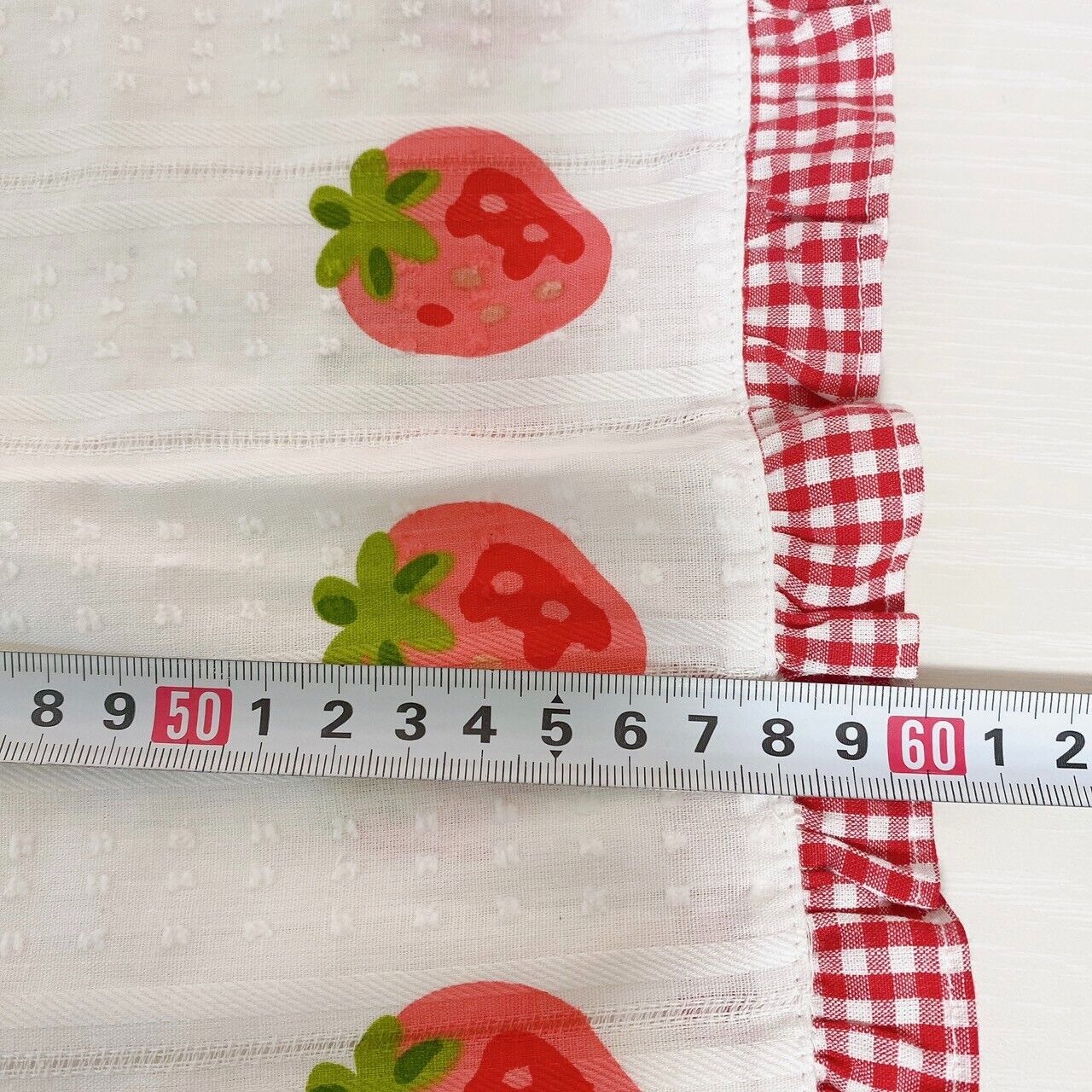 Mother Garden Short Sleeve Pajamas White Red Strawberry Ginghamcheck M Kawaii