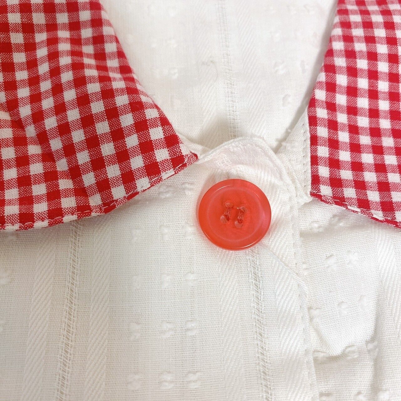 Mother Garden Short Sleeve Pajamas White Red Strawberry Ginghamcheck M Kawaii