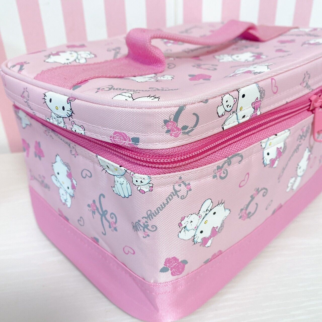 Sanrio Charmmy Charmy Kitty Picnic Set Lunch Box Bag Pink Cat Rose Kawaii Rare