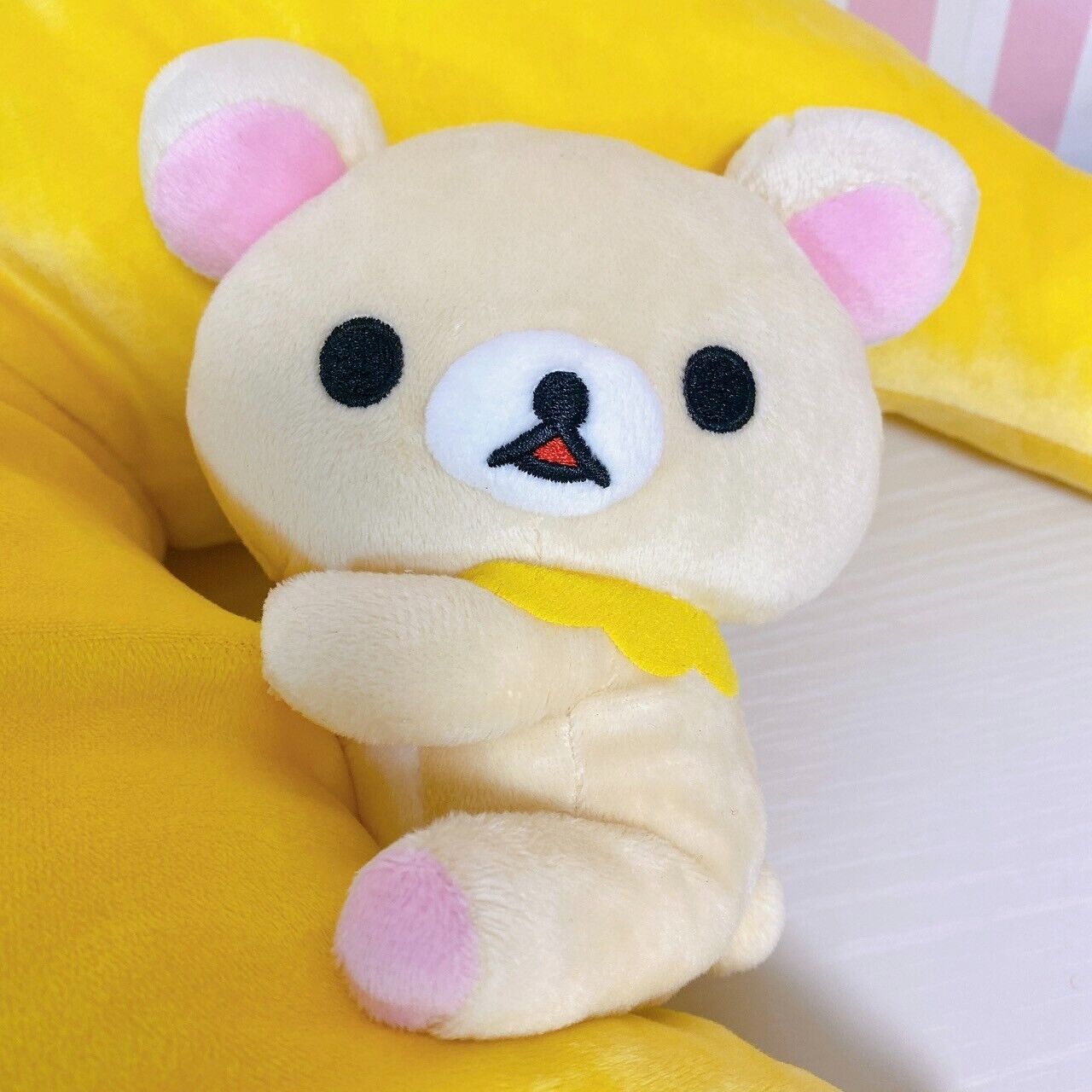 San-x Rilakkuma Korilakkuma Plush Cushion Banana XL Fluffy Soft Stuffed Toy Rare