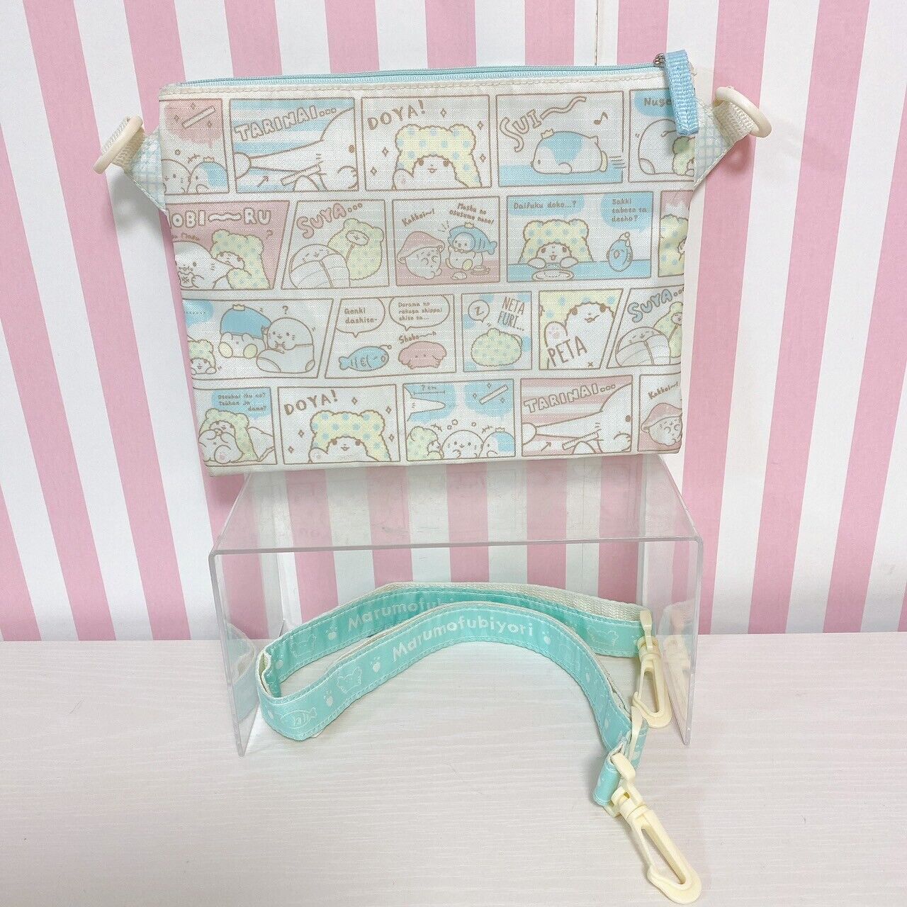 Sanrio Marumofu Biyori Pochette Sacoche Shoulder Bag Blue Mop White Bear Kawaii