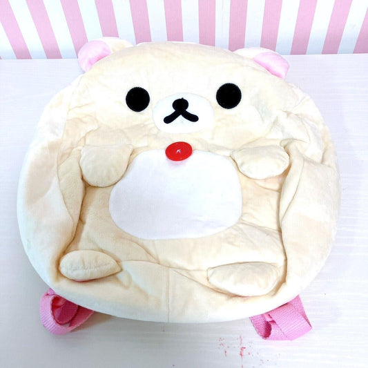 Korilakkuma Plush Backpack Rucksack Round White Soft Stuffed Toy Fluffy Rare