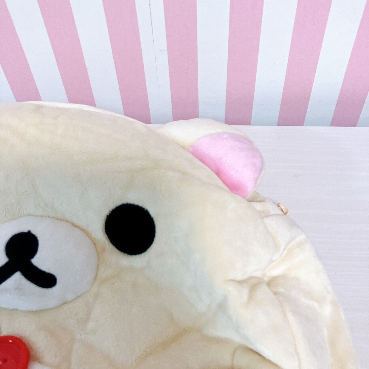 Korilakkuma Plush Backpack Rucksack Round White Soft Stuffed Toy Fluffy Rare