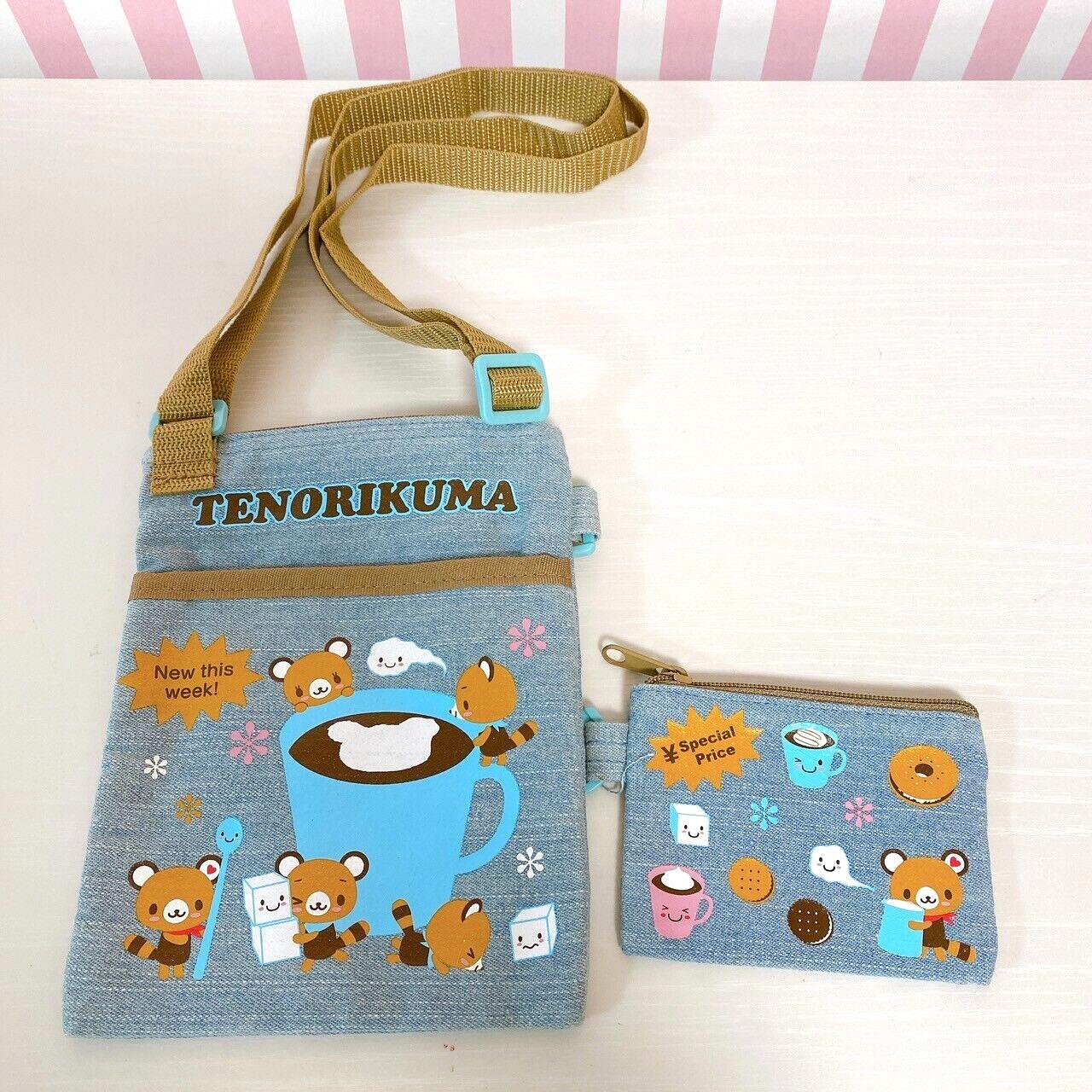 Sanrio Tenorikuma Mini Shoulder Pochette Pouch Bag Wallet Purse Set 2 Bear Chain