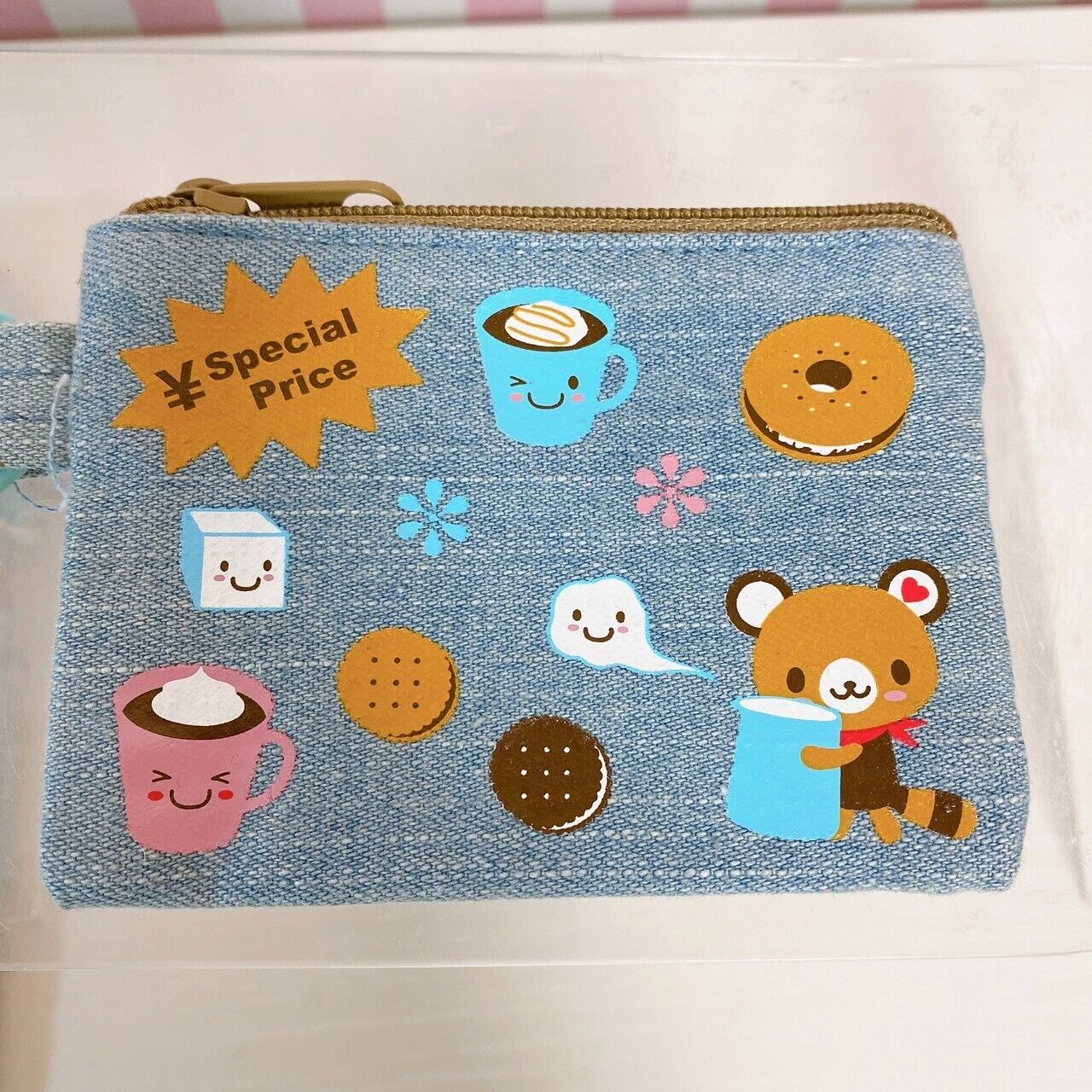 Sanrio Tenorikuma Mini Shoulder Pochette Pouch Bag Wallet Purse Set 2 Bear Chain